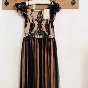 Joy Folie formal Ivy dress in black&tan. Brand New
